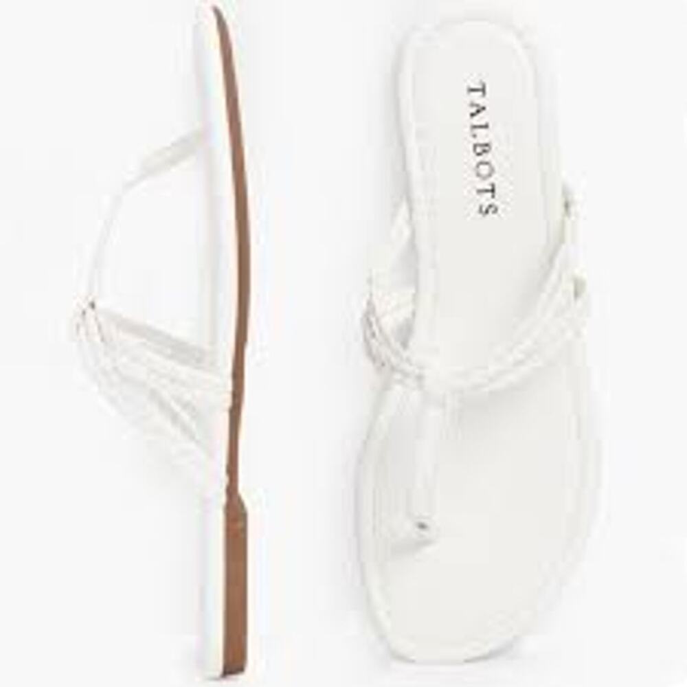 Talbots White Braided Thong Sandals